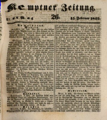 Kemptner Zeitung Dienstag 15. Februar 1842