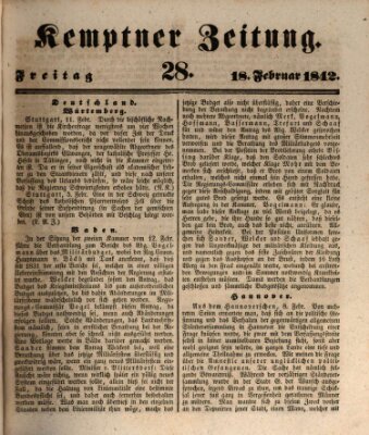 Kemptner Zeitung Freitag 18. Februar 1842