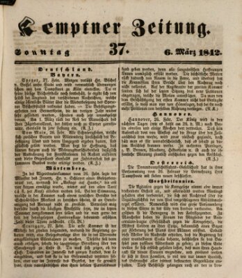 Kemptner Zeitung Sonntag 6. März 1842