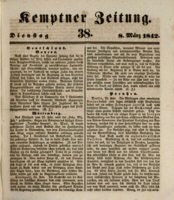 Kemptner Zeitung Dienstag 8. März 1842