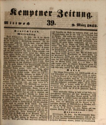 Kemptner Zeitung Mittwoch 9. März 1842