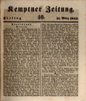 Kemptner Zeitung Freitag 11. März 1842