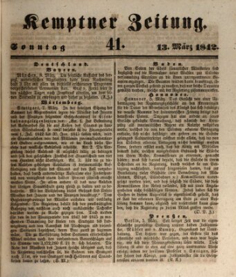 Kemptner Zeitung Sonntag 13. März 1842