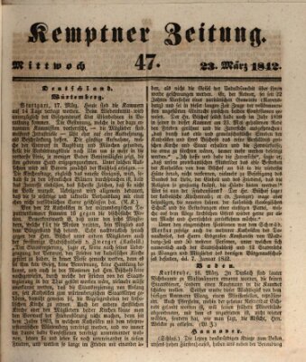 Kemptner Zeitung Mittwoch 23. März 1842