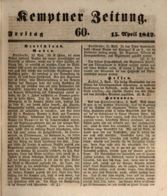 Kemptner Zeitung Freitag 15. April 1842