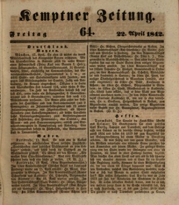 Kemptner Zeitung Freitag 22. April 1842