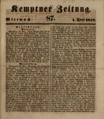 Kemptner Zeitung Mittwoch 1. Juni 1842