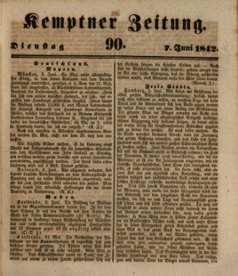 Kemptner Zeitung Dienstag 7. Juni 1842