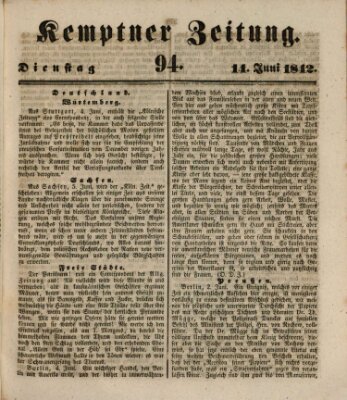 Kemptner Zeitung Dienstag 14. Juni 1842