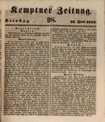 Kemptner Zeitung Dienstag 21. Juni 1842