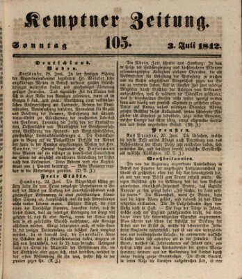 Kemptner Zeitung Sonntag 3. Juli 1842