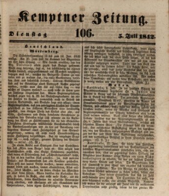 Kemptner Zeitung Dienstag 5. Juli 1842