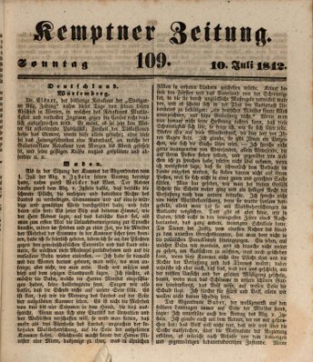 Kemptner Zeitung Sonntag 10. Juli 1842