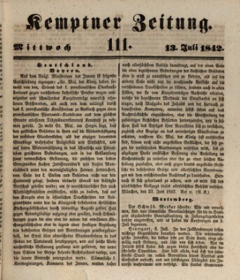 Kemptner Zeitung Mittwoch 13. Juli 1842