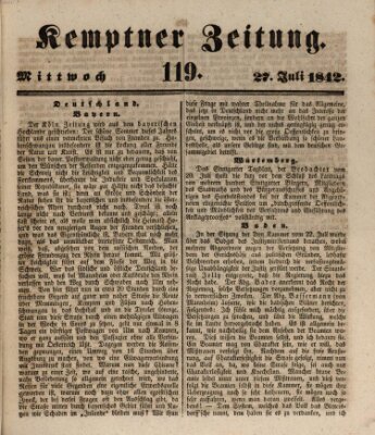 Kemptner Zeitung Mittwoch 27. Juli 1842