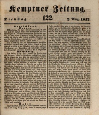 Kemptner Zeitung Dienstag 2. August 1842