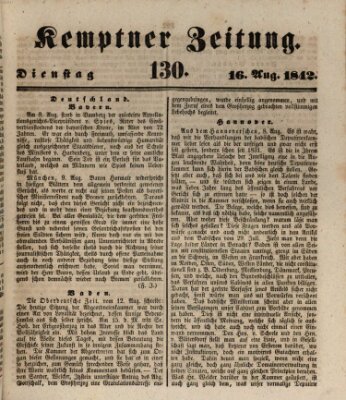 Kemptner Zeitung Dienstag 16. August 1842