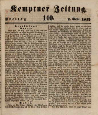 Kemptner Zeitung Freitag 2. September 1842