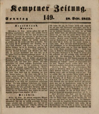 Kemptner Zeitung Sonntag 18. September 1842