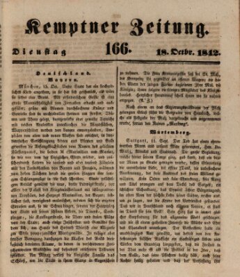 Kemptner Zeitung Dienstag 18. Oktober 1842