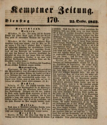 Kemptner Zeitung Dienstag 25. Oktober 1842