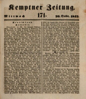 Kemptner Zeitung Mittwoch 26. Oktober 1842