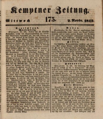 Kemptner Zeitung Mittwoch 2. November 1842