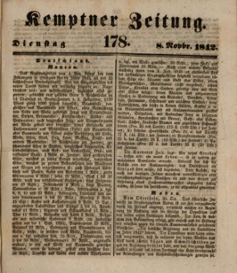 Kemptner Zeitung Dienstag 8. November 1842