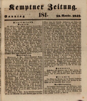 Kemptner Zeitung Sonntag 13. November 1842