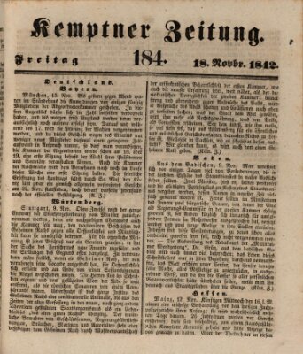 Kemptner Zeitung Freitag 18. November 1842