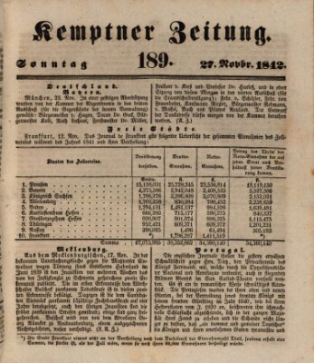 Kemptner Zeitung Sonntag 27. November 1842