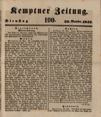 Kemptner Zeitung Dienstag 29. November 1842