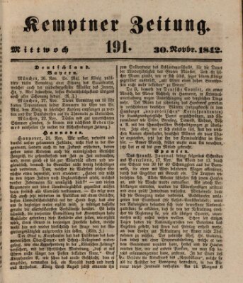 Kemptner Zeitung Mittwoch 30. November 1842