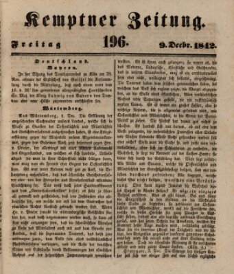 Kemptner Zeitung Freitag 9. Dezember 1842