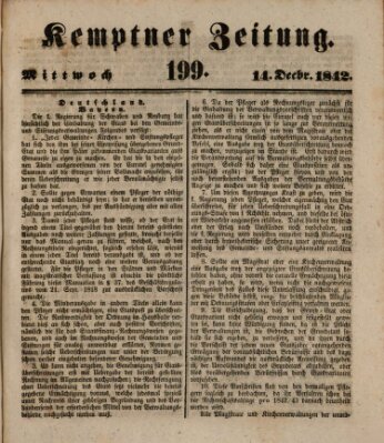 Kemptner Zeitung Mittwoch 14. Dezember 1842