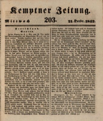 Kemptner Zeitung Mittwoch 21. Dezember 1842