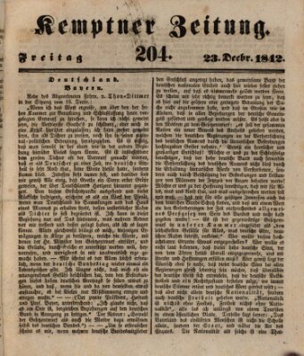 Kemptner Zeitung Freitag 23. Dezember 1842