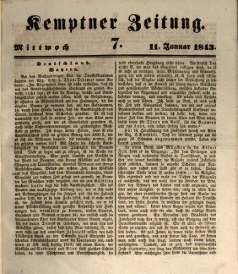 Kemptner Zeitung Mittwoch 11. Januar 1843