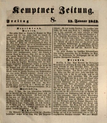 Kemptner Zeitung Freitag 13. Januar 1843