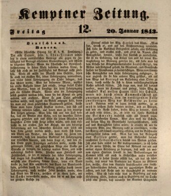 Kemptner Zeitung Freitag 20. Januar 1843