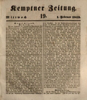 Kemptner Zeitung Mittwoch 1. Februar 1843