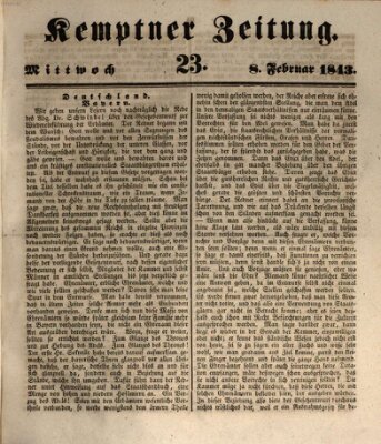 Kemptner Zeitung Mittwoch 8. Februar 1843