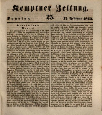 Kemptner Zeitung Sonntag 12. Februar 1843