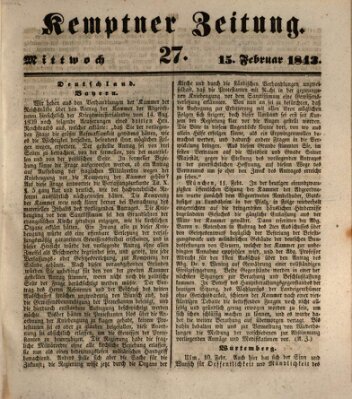 Kemptner Zeitung Mittwoch 15. Februar 1843