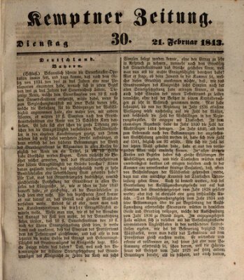 Kemptner Zeitung Dienstag 21. Februar 1843