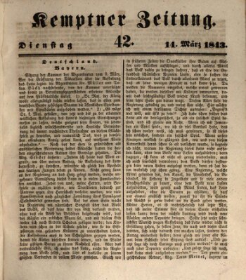 Kemptner Zeitung Dienstag 14. März 1843