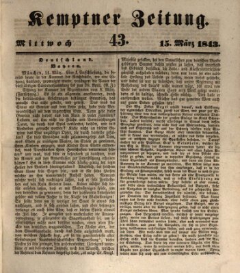 Kemptner Zeitung Mittwoch 15. März 1843