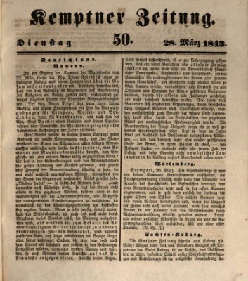 Kemptner Zeitung Dienstag 28. März 1843