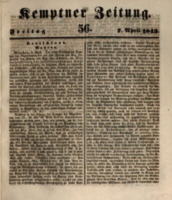 Kemptner Zeitung Freitag 7. April 1843