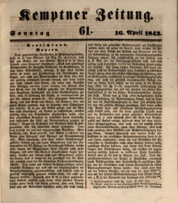 Kemptner Zeitung Sonntag 16. April 1843